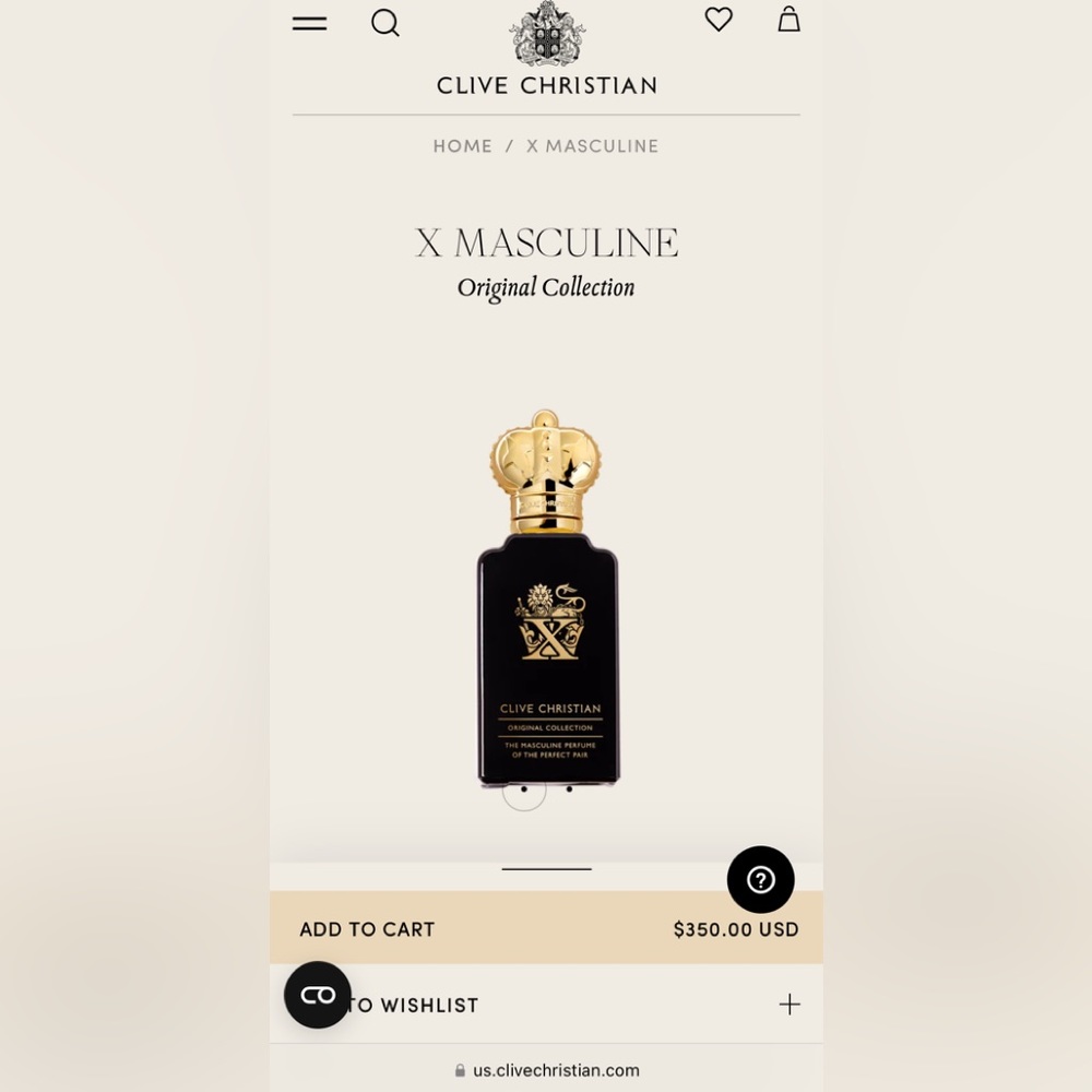 CLIVE CHRISTIAN X MASCULINE ORIGINAL COLLECTION 1.6 OZ  SPRAY (NEW WITHOUT BOX)